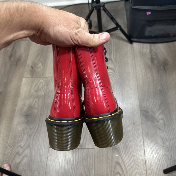 Dr Martens Red Clemency Patent Leather Heeled Boots 8 Eye Women's Size 7 Nice - Picture 6 of 8